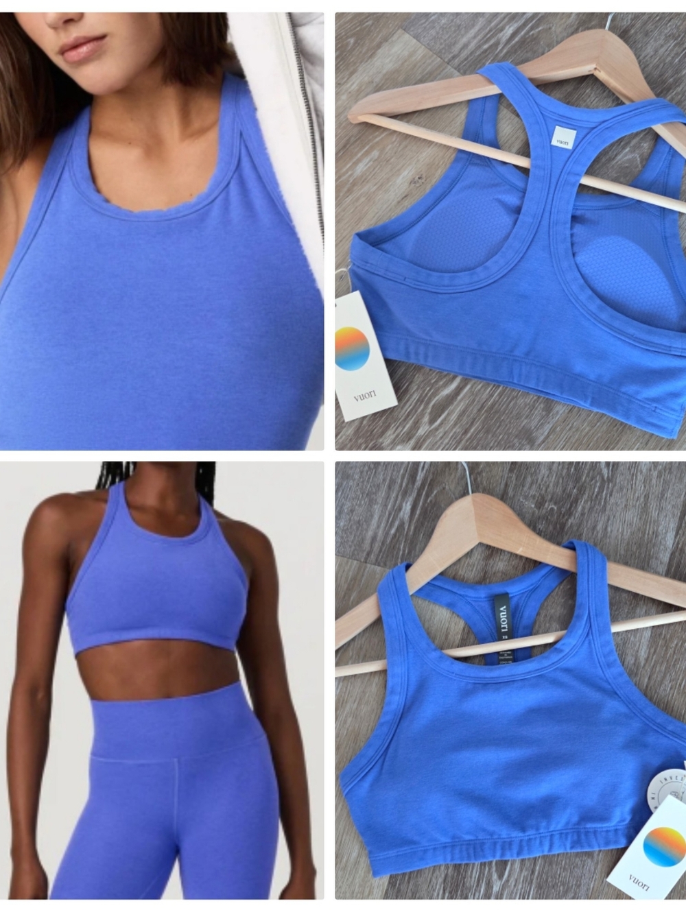 Vuori Elevation Racerback Bra Crop Tank Top NWT Bright Iris Heather Athletic HTF